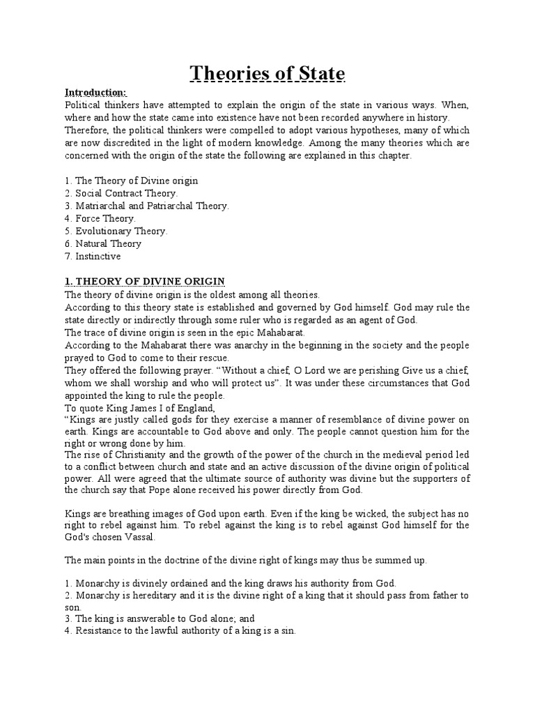 Theories of State | PDF | Social Contract | Sovereignty