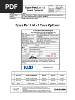 Spare Part List - 2 Years Optional