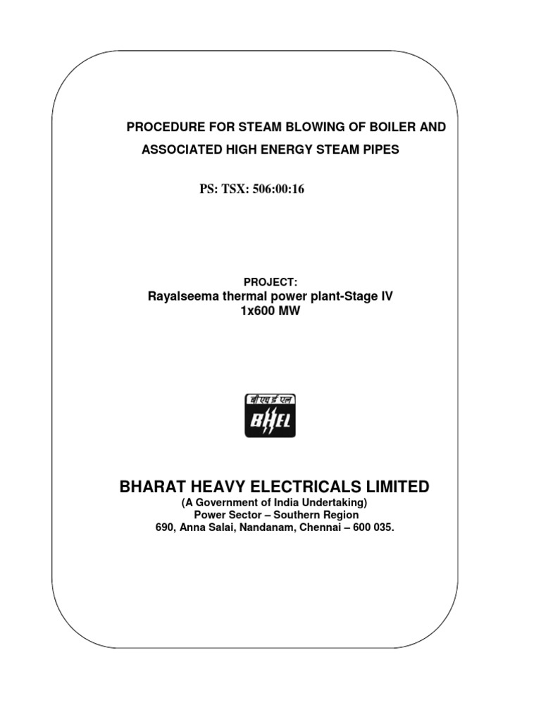 Steam Blowing Procedure 25072016 PDF Boiler Steam
