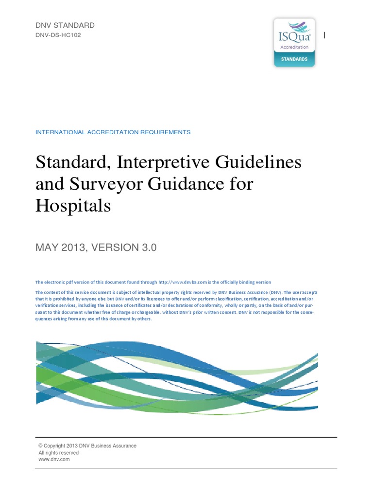 DNVDSHC102 Hospital Standard Guidelines and Guidance V3 0 PDF Iso
