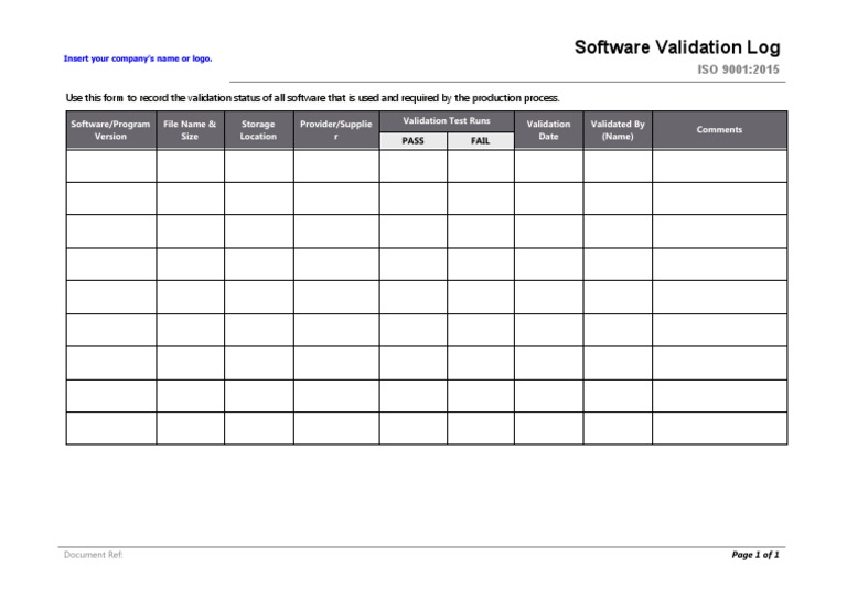 12 Software Validation Log PDF