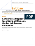 La Tormenta Tropical Cristobal Tocó Tierra a 20 Kms de Ciudad Del Carmen, Campeche - Infobae