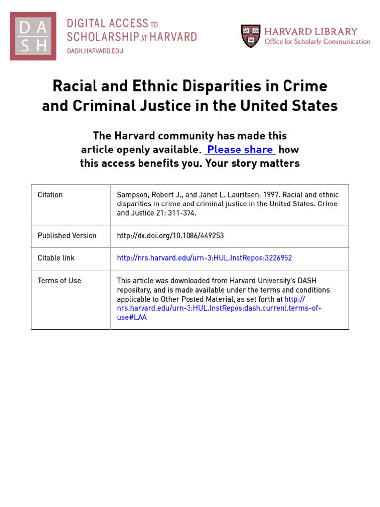 Sampson RacialEthnicDisparities PDF | PDF | Race And Ethnicity In The ...