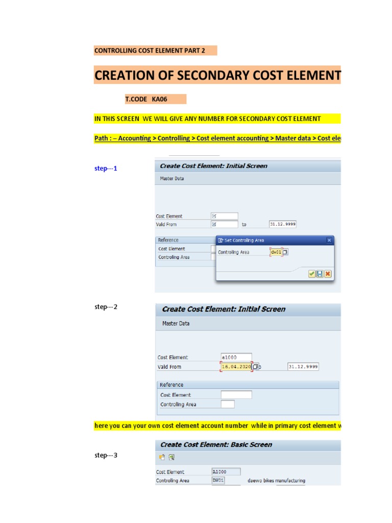Secondary Cost Element Table In Sap