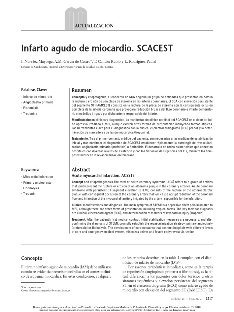 Iam Con Elevacion Del Segmento ST PDF | PDF | Infarto de miocardio ...