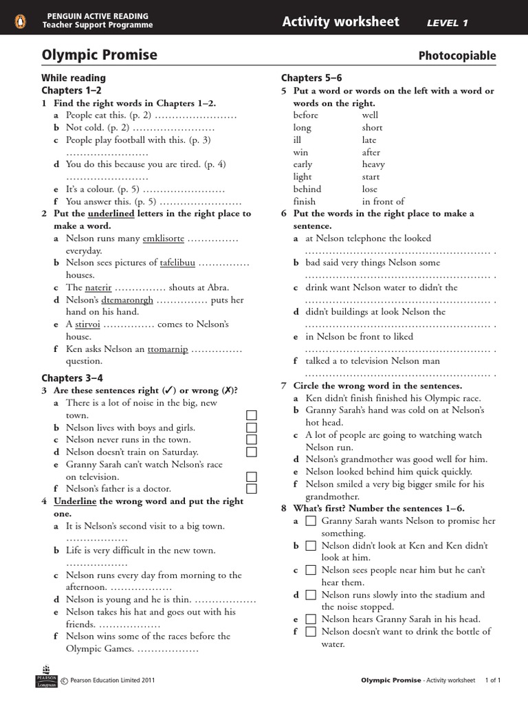 Olympic Promise Activity Worksheet | PDF