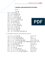 Soluciones Polinomios: Descomposición Factorial: Matemáticas 3º Eso - Álgebra