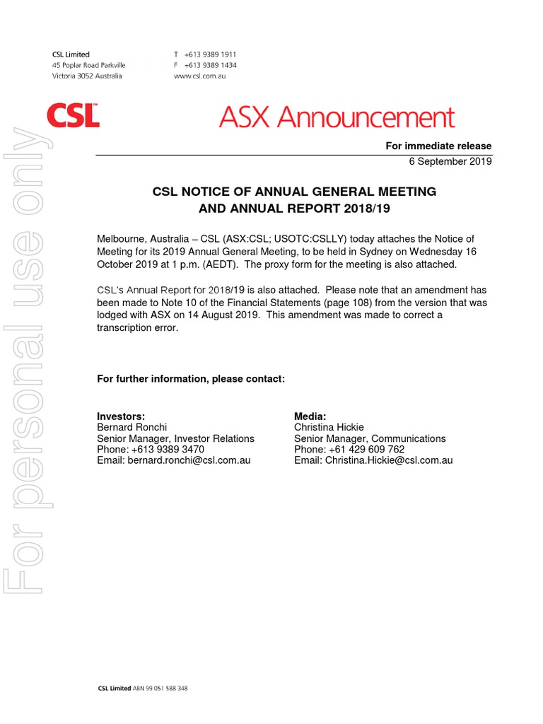 CSL PDF PDF Dividend Business