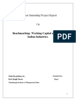 Summer Internship Project Report On: Benchmarking-Working Capital of Specific Indian Industries