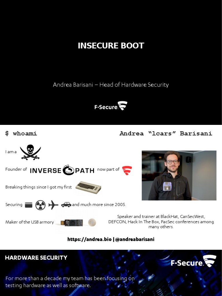 Insecure Boot: Andrea Barisani - Head of Hardware Security | PDF ...