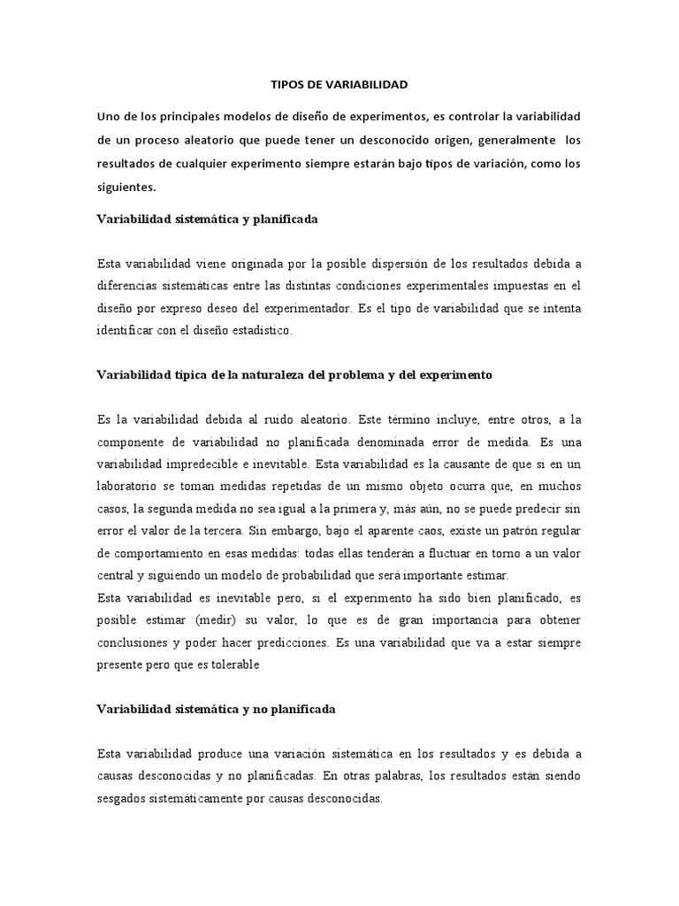 Tipos de Variabilidad | PDF | Ciencia y matemáticas