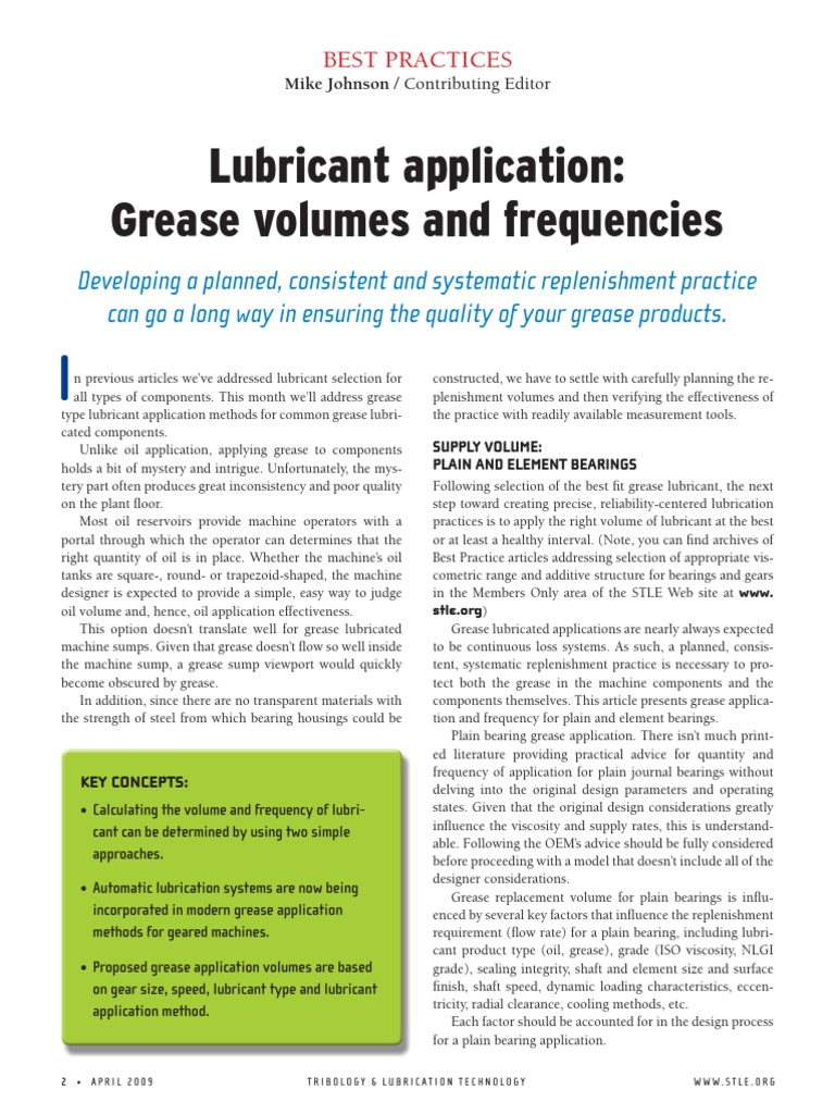 Grease Lubricant Application Methods | PDF | Bearing (Mechanical ...