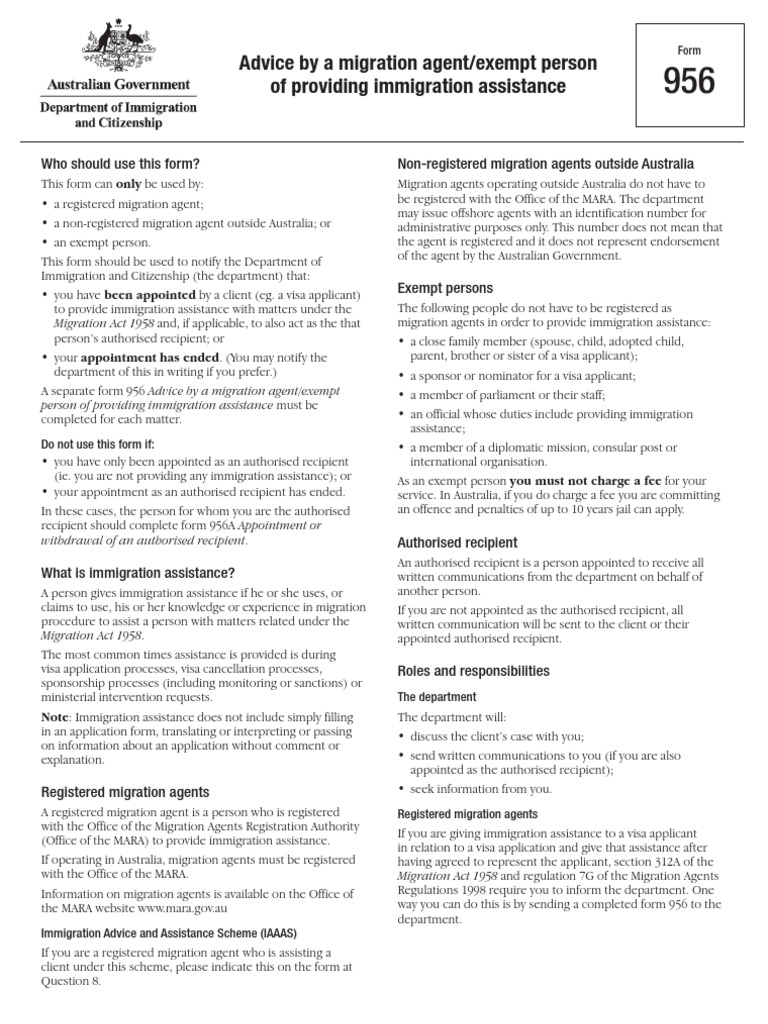 Authorization Form (956) Form | PDF | Travel Visa | Government Information