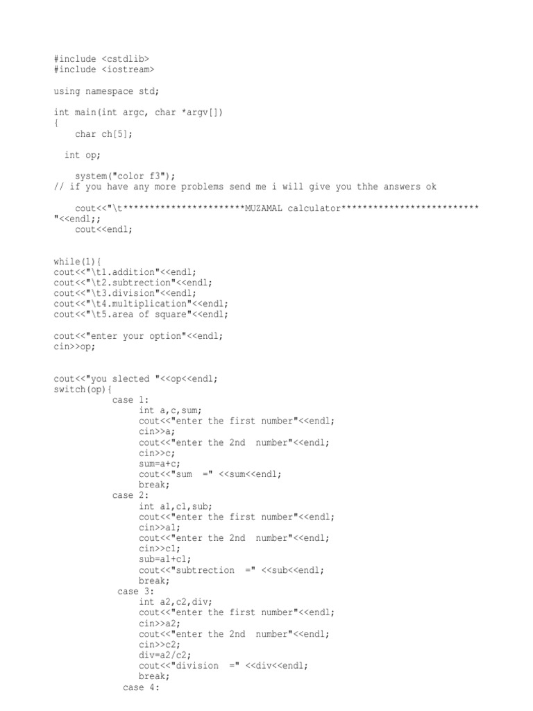 C++ Scientific Calculator Code | PDF | Teaching Methods & Materials ...