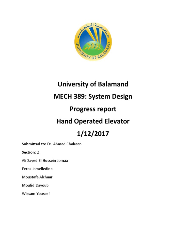 Hand Operated Elevator Report PDF Buckling Strength Of Materials