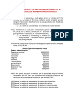 TALLER PRESUPUESTO DE GASTOS OPERACIONALES Y NO OPERACIONALES