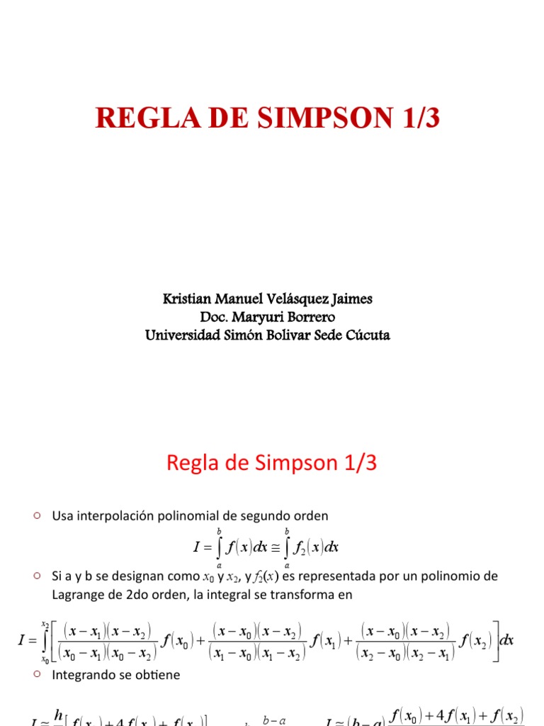 Metodo de Simpson PDF Integral Zona