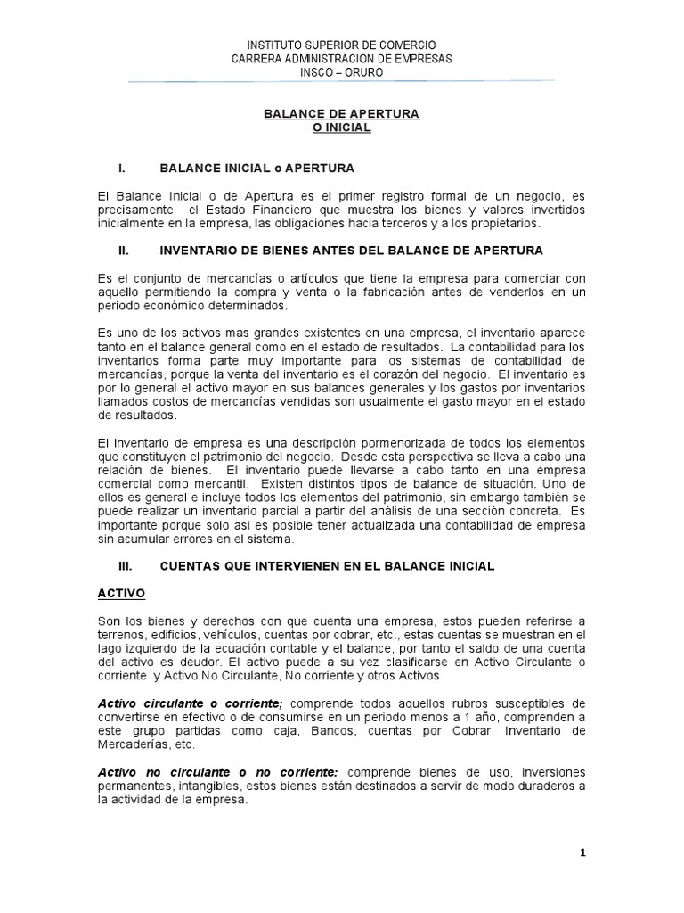 Balance Inicial y Ejerc 1 | PDF | Hoja de balance | Contabilidad