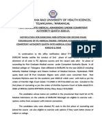 KNRUHS PG Medical Admissions Notification for 2nd Phase Counselling