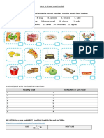 Unit 1: Food and Health: I. Look at The Pictures and Write The Correct Number. Use The Words From The Box