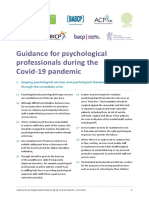 Guidance For Psychological Professionals During Covid-19