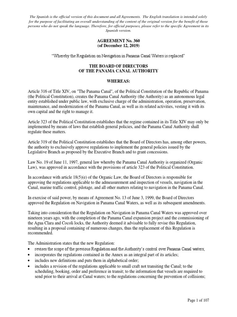 Panama Canal Regulations PDF PDF Panama Canal Maritime Pilot