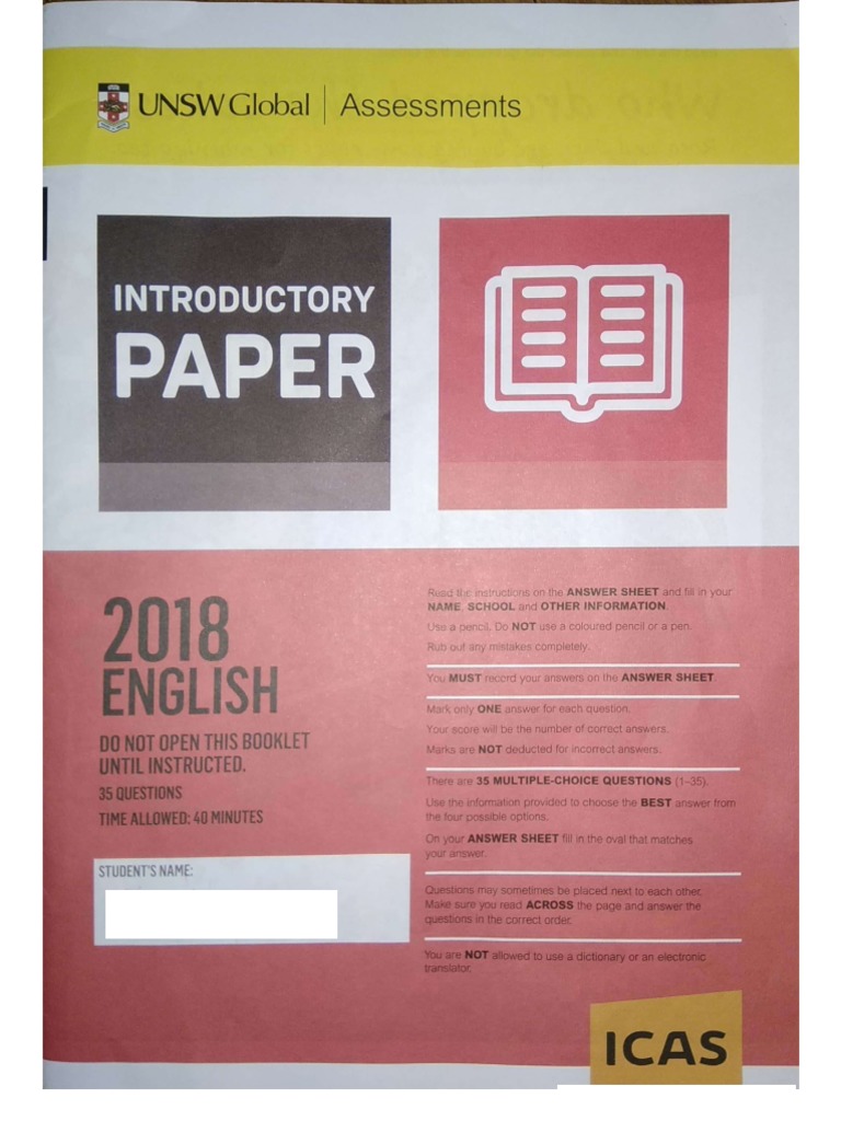 English Y2 2018 With Answers | PDF