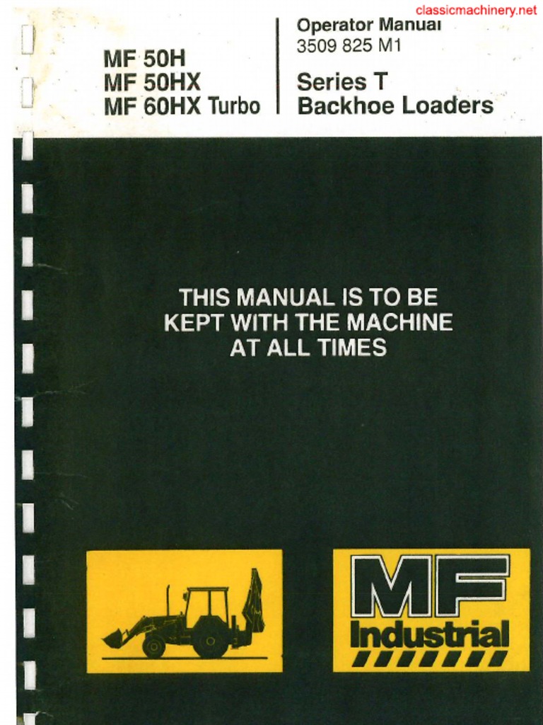 Massey Ferguson 50H Backhoe Operator Manual PDF