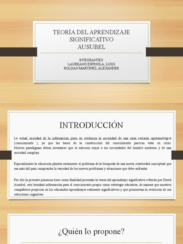 Teoría del Aprendizaje Significativo de Ausubel | PDF | Aprendizaje ...