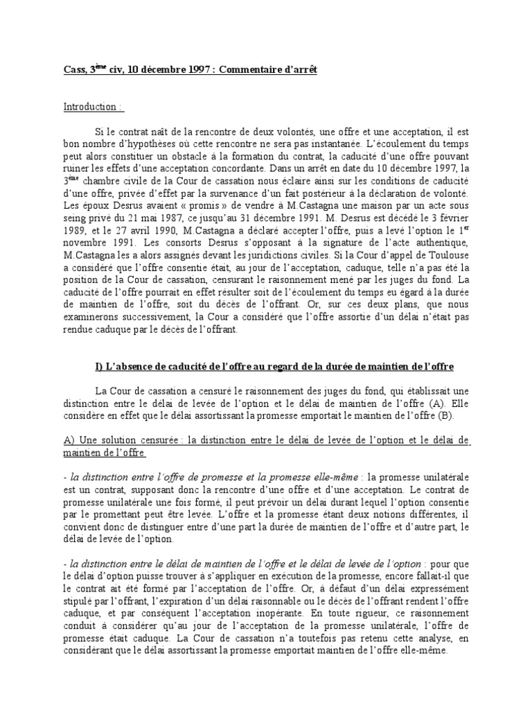 Droit Des Obligations Corrige Commentaire D Arret Pdf Jurisprudence Institutions Sociales