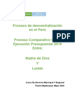 Proceso Comparativo De La Ejecución Presupuestal 2019 Entre