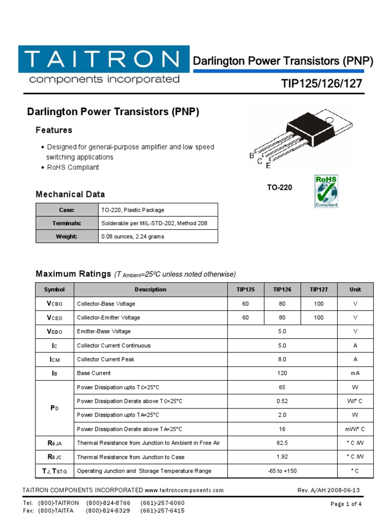 Datasheet 127 Bipolar Junction Transistor Transistor