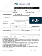 Assignment/Assessment Cover Sheet: Computer Science