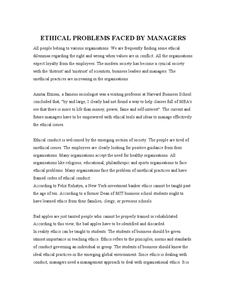 Ethical Challenges for Modern Managers | PDF | Business Ethics | Employment
