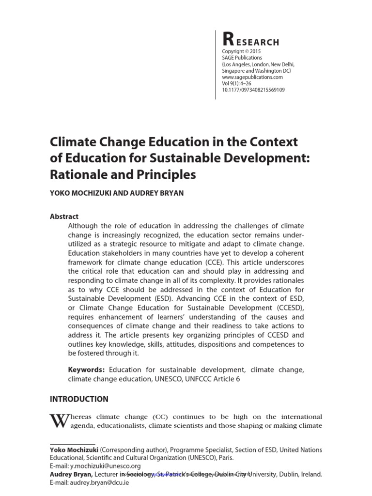 Climate Change Education in The Context | PDF | Climate Change ...