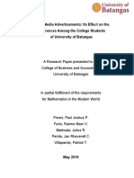 Social Media Advertisements: Its Effect On The Preferences Among The College Students of University of Batangas