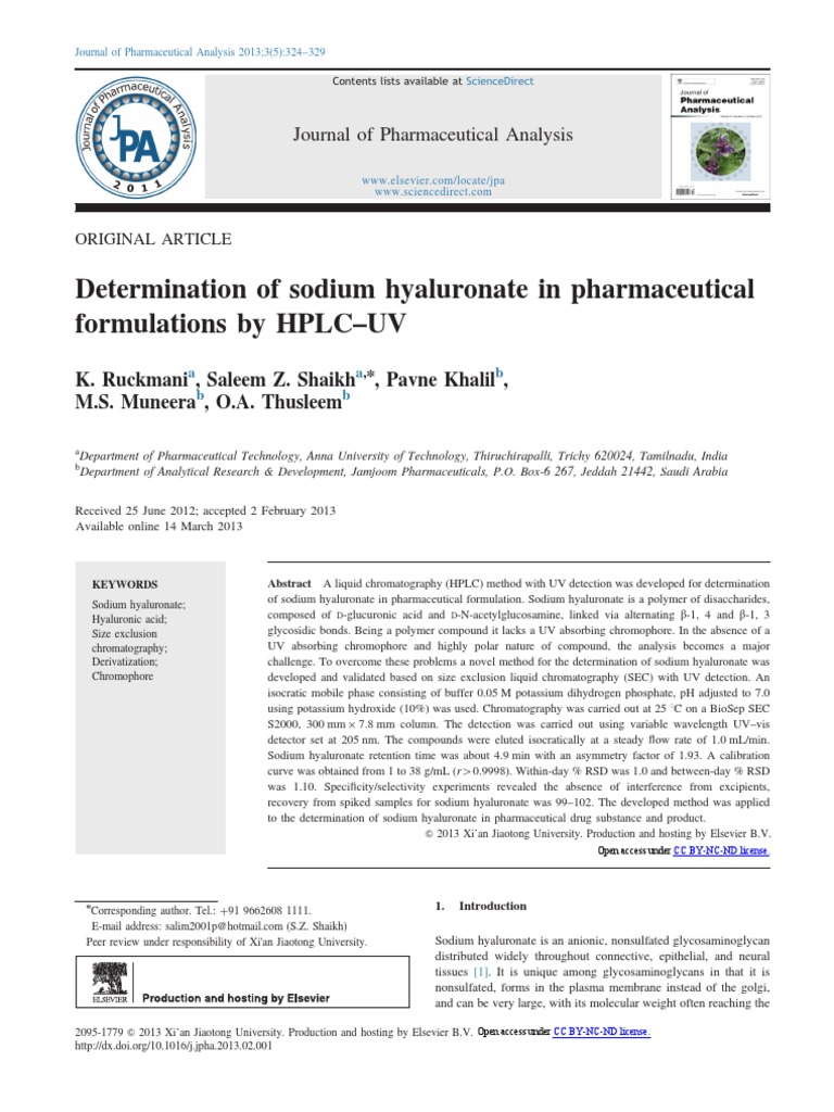 HPLC Method for Sodium Hyaluronate Analysis | PDF | High Performance ...