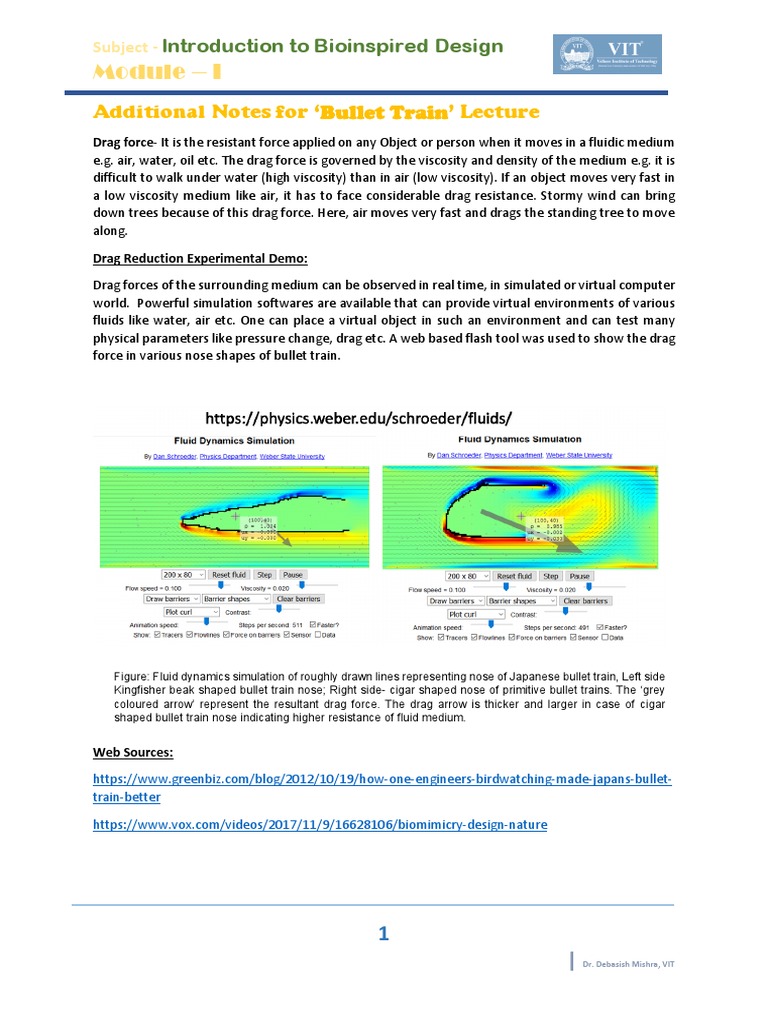Bioinspired Design: Bullet Train Drag Forces | PDF