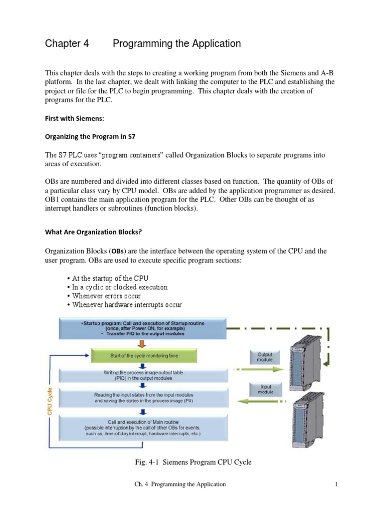 Programming The Application: First With Siemens: Organizing The Program ...