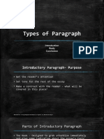 Types of Paragraph: Body Conclusion