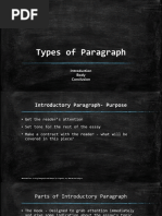 Types of Paragraph: Body Conclusion