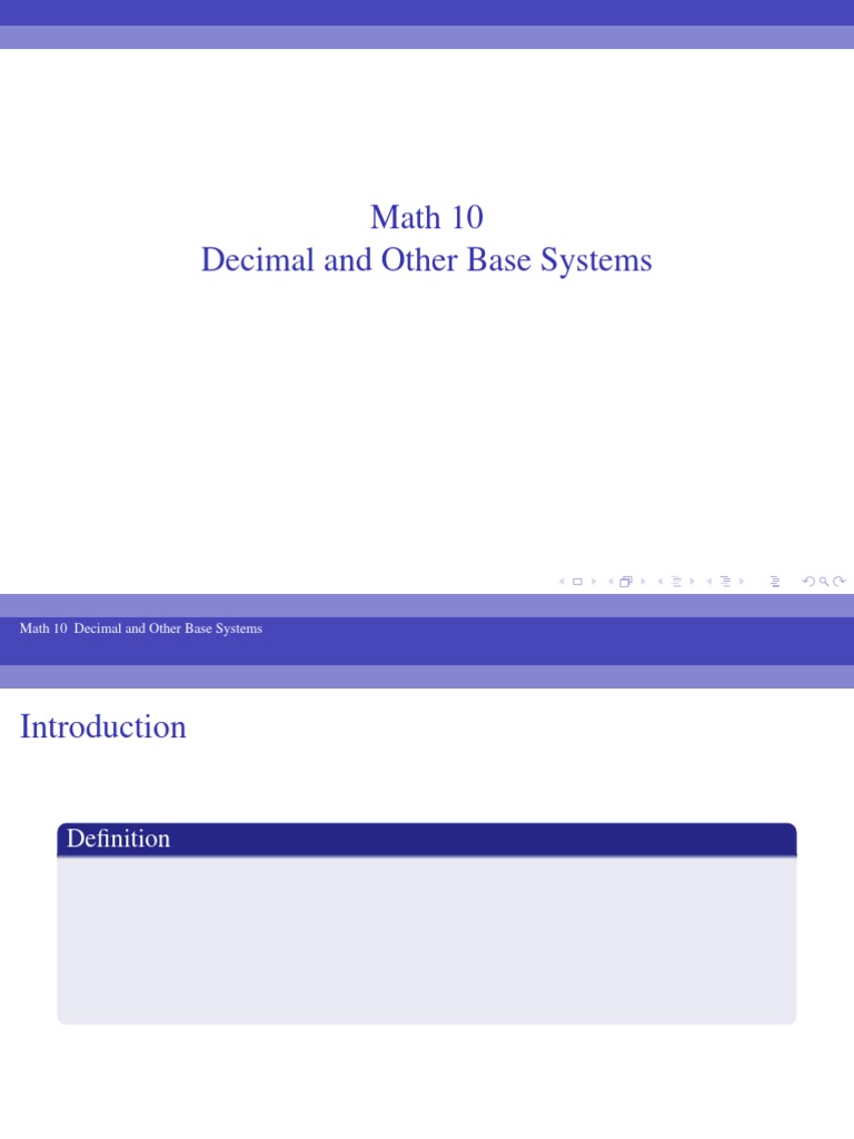Math Base Systems PDF Decimal Division (Mathematics)