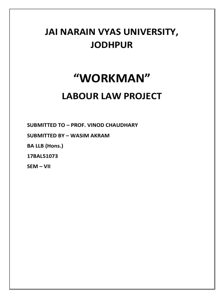Analysis of the Statutory Definition of 'Workman' Under the Industrial