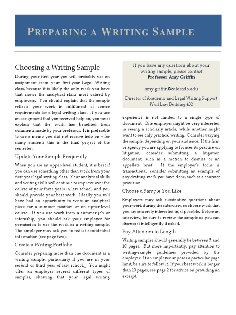 Writing Sample Preparation Guide | PDF | Brief (Law) | Memorandum