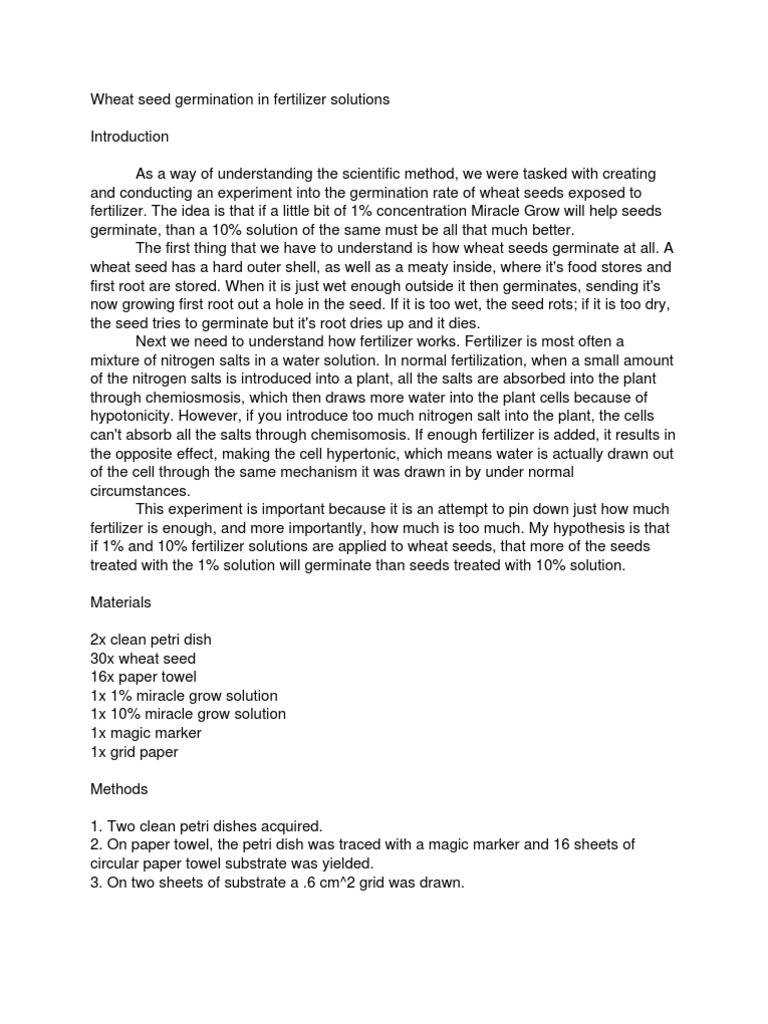 Lab Report PDF Seed Germination