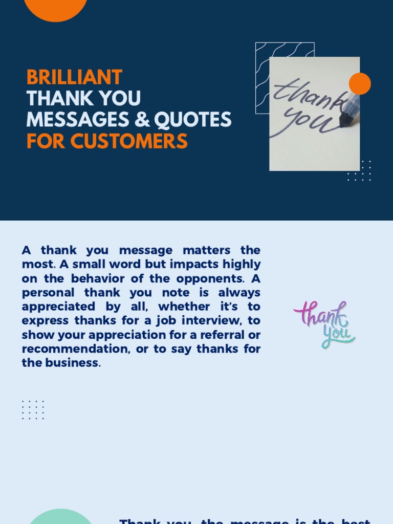 Brilliant Thank You Messages & Quotes For Customers | PDF | Behavioural ...