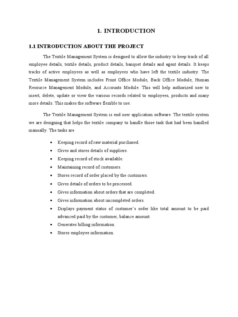 1.1 Introduction About The Project | PDF | Feasibility Study | Data