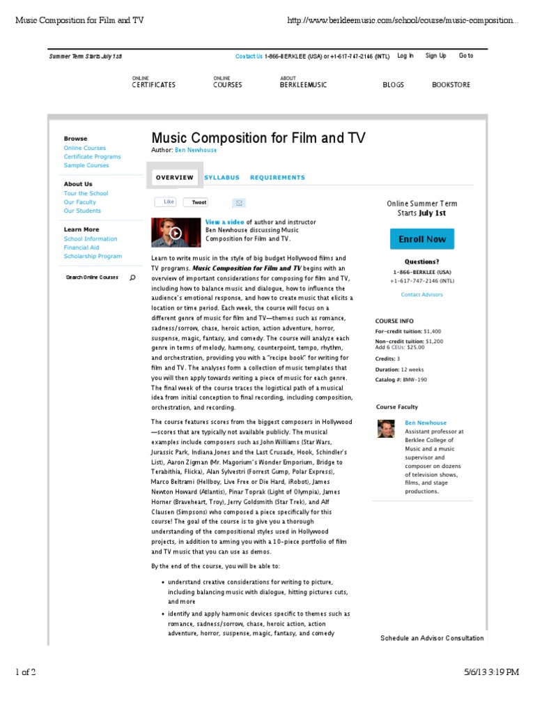 Music Composition For Film and TV | PDF | Performing Arts | Entertainment