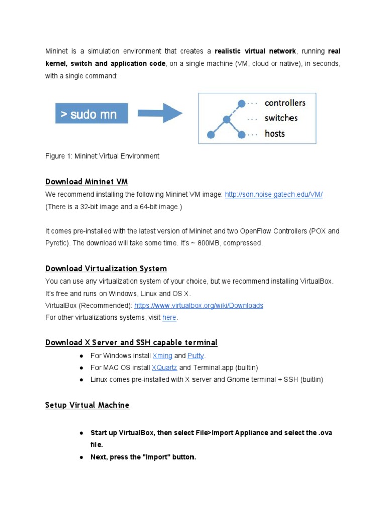 Mininet VM Setup and Access Guide | PDF | Virtual Machine | Operating ...