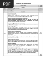 Syllabus For The Post of Systems: Domain Knowledge